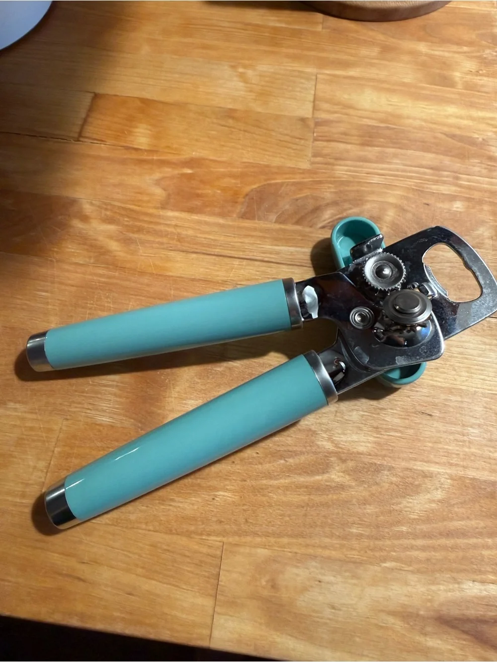 KitchenAid Teal Manual Can Opener with Chrome Accents